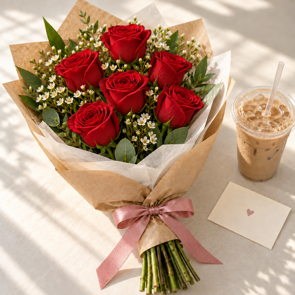 Fresh roses beautifully wrapped